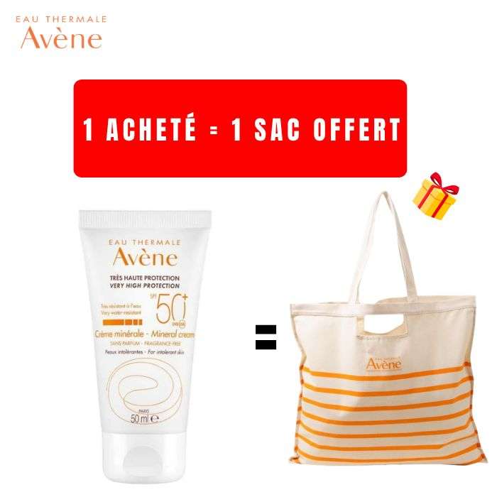 AVENE OFFRE SOLAIRE CREME MINERALE SPF50+ 50 ML + SAC OFFERT AVENE OFFRE SOLAIRE CREME MINERALE SPF50+ 50 ML + SAC OFFERT