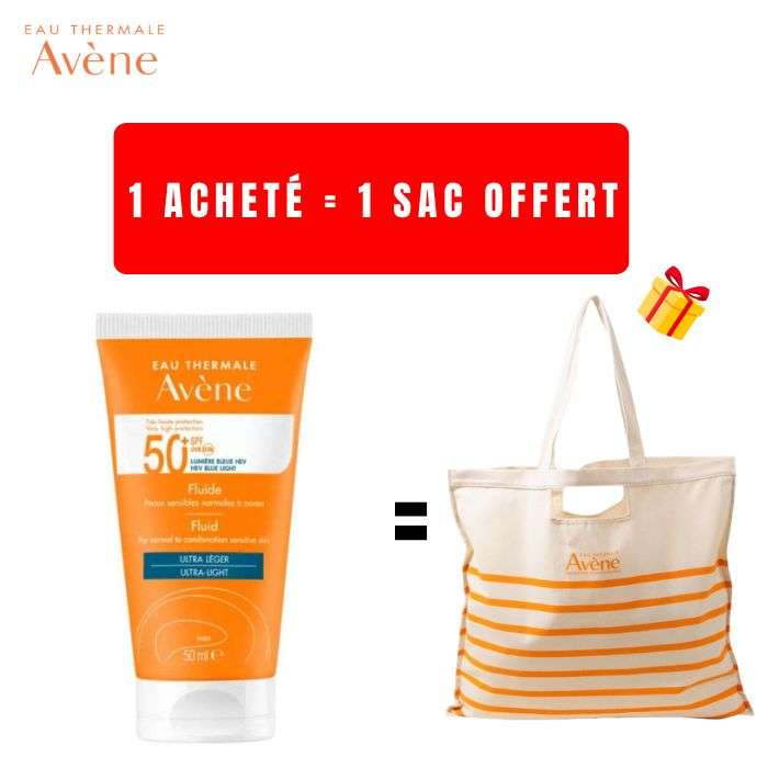 AVENE OFFRE SOLAIRE FLUIDE SPF 50 ULTRA LEGER 50ML + SAC OFFERT AVENE OFFRE SOLAIRE FLUIDE SPF 50 ULTRA LEGER 50ML + SAC OFFERT
