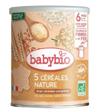 BABYBIO 5 CEREALES NATURE BLE AVOINE RIZ SEIGLE QUINOA 6 MOIS ET PLUS 220G