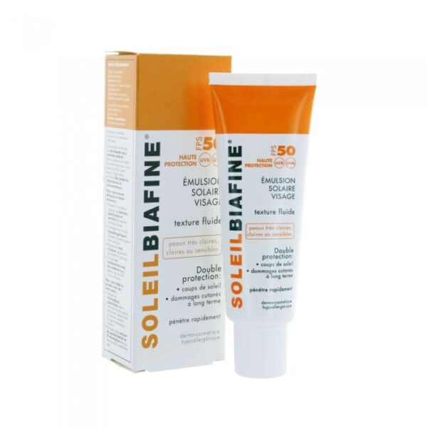 BIAFINE SOLEIL BIAFINE EMULSION SOLAIRE VISAGE FPS 50+ TEXTURE FLUIDE PEAUX TRES CLAIRES OU SENSIBLES