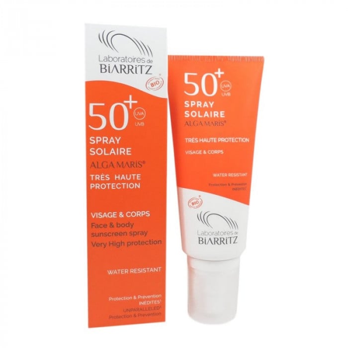 BIARRITZ ALGAMARIS SPRAY SOLAIRE SPF50+ CERTIFIE BIO 100ML BIARRITZ ALGAMARIS SPRAY SOLAIRE SPF50+ CERTIFIE BIO 100ML