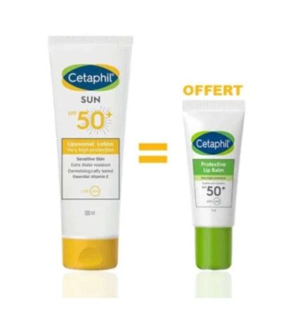 CETAPHIL OFFRE SUN LIPOSOMAL LOTION 100 ML SPF 50+ PEAUX SENSIBLES + PROTECTIVE BAUME A LEVRES 8ML OFFERT
