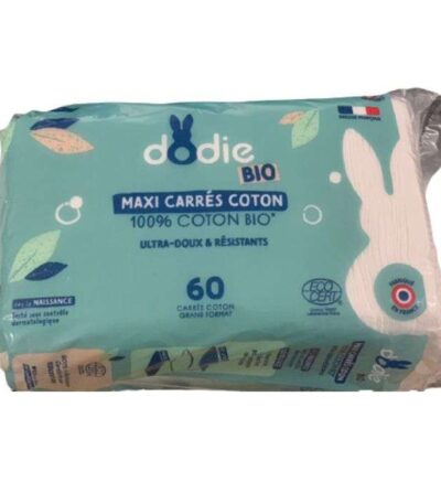 DODIE MAXI CARRES COTON 3EN1 SIEGE VISAGE MAINS 100% COTON BIO X60U