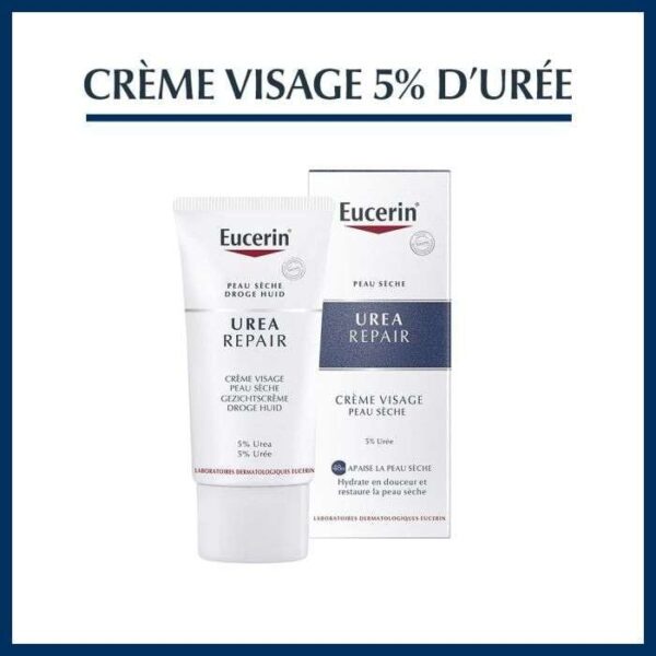 EUCERIN UREA REPAIR CREME VISAGE PEAU SECHE 5 % D&rsquo;UREE 50 ML