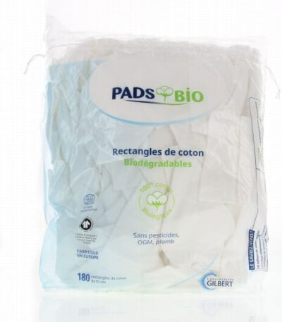 GILBERT RECTANGLES DE COTON PADS BIODEGRADABLES BEBE SACHET DE 180 UNITES