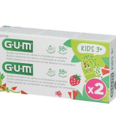 GUM COFFRET DENTIFRICE ENFANTS FLUORE 3 ANS + LOT DE 2 x 50 ML