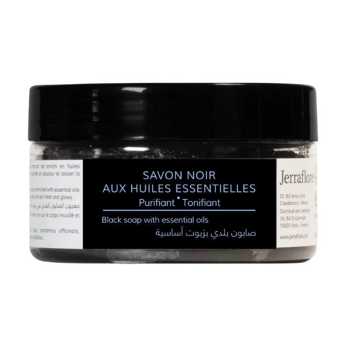 JERRAFLORE SAVON NOIR AUX HUILES ESSENTIELLES PURIFIANT TONIFIANT 100 G JERRAFLORE SAVON NOIR AUX HUILES ESSENTIELLES PURIFIANT TONIFIANT 100 G