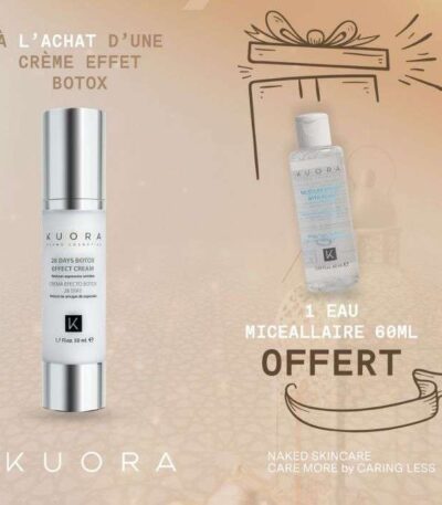 KUORA OFFRE WEB CREME EFFET BOTOX 28 JOURS 50 ML + EAU MICEALLAIRE 60 ML OFFERT
