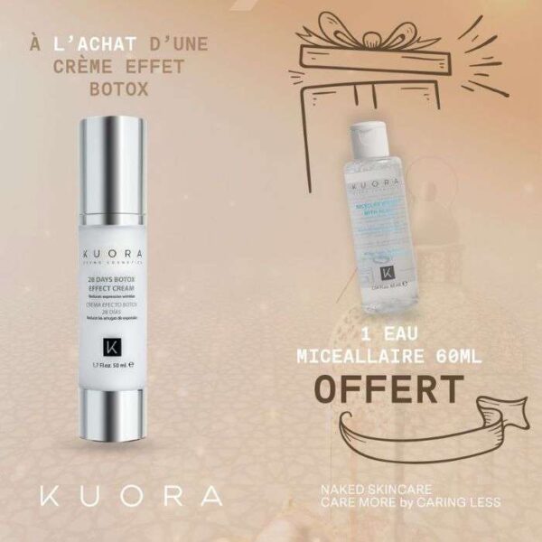 KUORA OFFRE WEB CREME EFFET BOTOX 28 JOURS 50 ML + EAU MICEALLAIRE 60 ML OFFERT