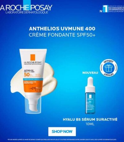 LA ROCHE POSAY OFFRE ANTHELIOS UVMUNE 400 CREME HYDRATANTE SPF 50+ INVISIBLE 50 ML + HYALU B5 SERUM 10ML OFFERT