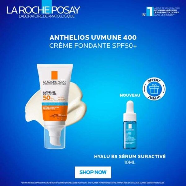 LA ROCHE POSAY OFFRE ANTHELIOS UVMUNE 400 CREME HYDRATANTE SPF 50+ INVISIBLE 50 ML + HYALU B5 SERUM 10ML OFFERT