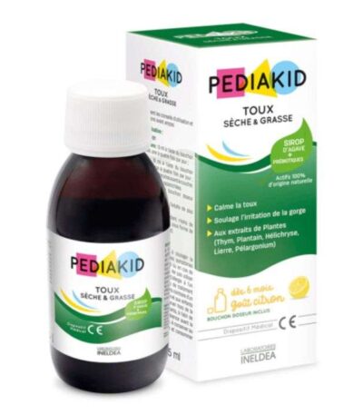 PEDIAKID SIROP TOUX SECHE ET GRASSE GOUT CITRON 125 ML