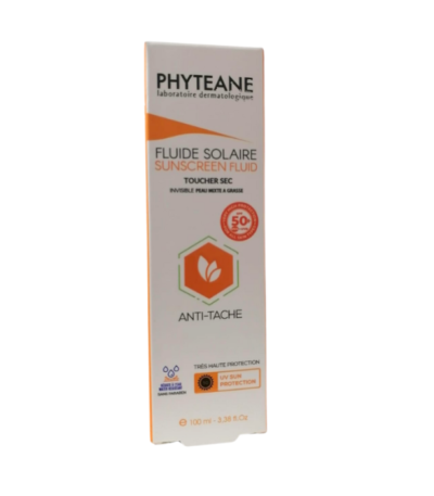 PHYTEANE FLUIDE SOLAIRE TOUCHER SEC INVISIBLE SPF 50+ PEAU MIXTE A GRASSE 100 ML