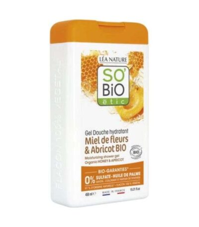 SO BIO GEL DOUCHE HYDRATANT AU MIEL DE FLEURS ET ABRICOTS BIO 450 ML