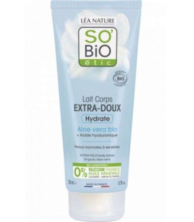 SO BIO LAIT CORPS EXTRA DOUX HYDRATE ALOE VERA BIO ET ACIDE HYALURONIQUE 200 ML