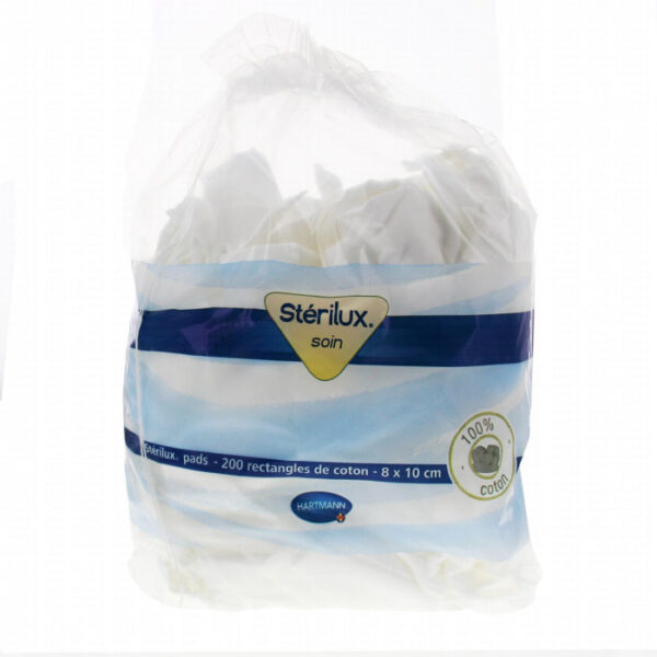 STERILUX PADS – SACHET DE 200 RECTANGLES COTON 8×10 CM
