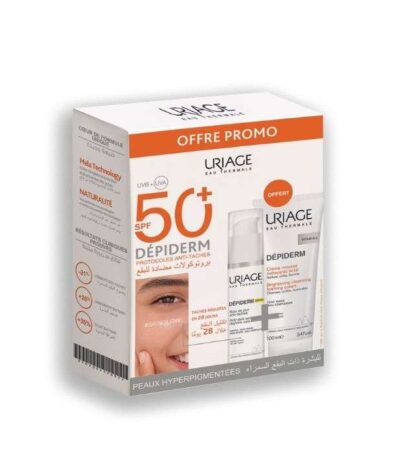 URIAGE COFFRET DEPIDERM SPF 50 SOIN DE JOUR HAUTE PROTECTION ANTI-TACHES BRUNES 30ML + URIAGE DEPIDERM CREME MOUSSE NETTOYANTE E